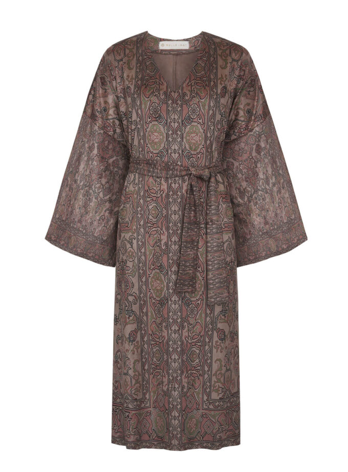 Freisteller von Maxi Kleid in Wildlederoptik mit armenischen Mustern