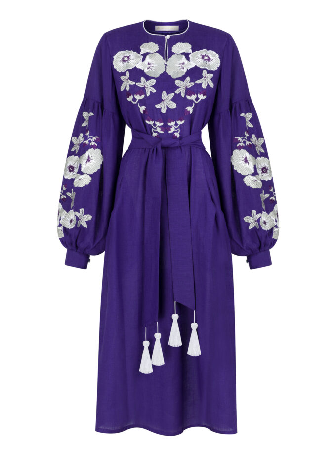 Violett Farbe Kleid bestickt