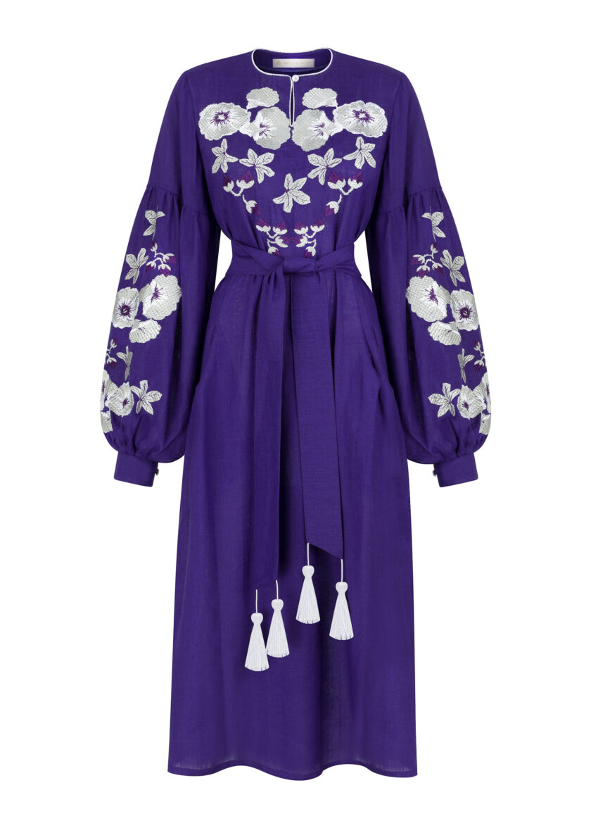 Violett Farbe Kleid bestickt